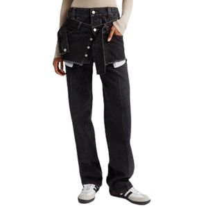 Meryll Rogge Straight Leg Jeans with Removable Deconstructed Overlay